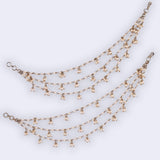 Women's Inspired Pearl 3 String Gold Plated Ear-Chain(Kaan Chain)