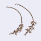 Women's Traditional Oval Shape Long Chain Gold Plated Pearl Ear-Chain(Kaanchain) - Set of 2