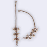 Women's Traditional Oval Shape Long Chain Gold Plated Pearl Ear-Chain(Kaanchain) - Set of 2