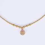 Women's Traditional Round Shape Golden Balls Gold Plated Choker Necklace Set