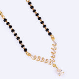 Women's Traditional Stylish Oval Shape Gold Plated Black Beaded Adjustable Chain Mangalsutra
