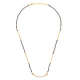 Women's Traditional Trendy Stylish CZ Studded Gold Plated Black Beaded Adjustable Chain Mangalsutra