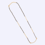 Women's Traditional Trendy Stylish CZ Studded Gold Plated Black Beaded Adjustable Chain Mangalsutra