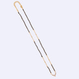 Women's Traditional Splendid V Shape Gold Plated Black Beaded Adjustable Chain Mangalsutra