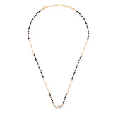 Women's Traditional Attractive Round Shape CZ Studded Gold Plated Black Beaded Adjustable Chain Mangalsutra