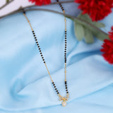 Women's Traditional Admirable Butterfly and Heart Shape Gold Plated Black Beaded Adjustable Chain Mangalsutra