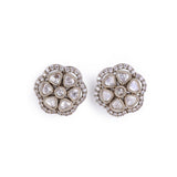 Women's Round Shape Flower Design Gold Plated Brass Stud Earring