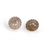 Women's Round Shape Flower Design Gold Plated Brass Stud Earring
