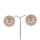Women's Round Shape Flower Design Gold Plated Brass Stud Earring
