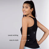 Women's Black Running Regular Fit Sleeveless Top