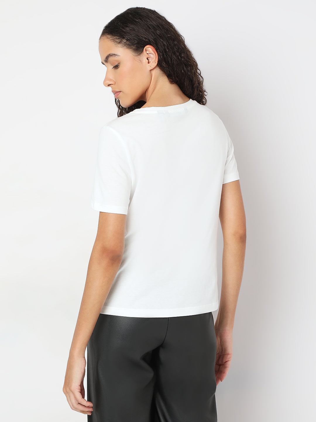 Women's White Printed Tshirt