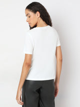 Women's White Printed Tshirt