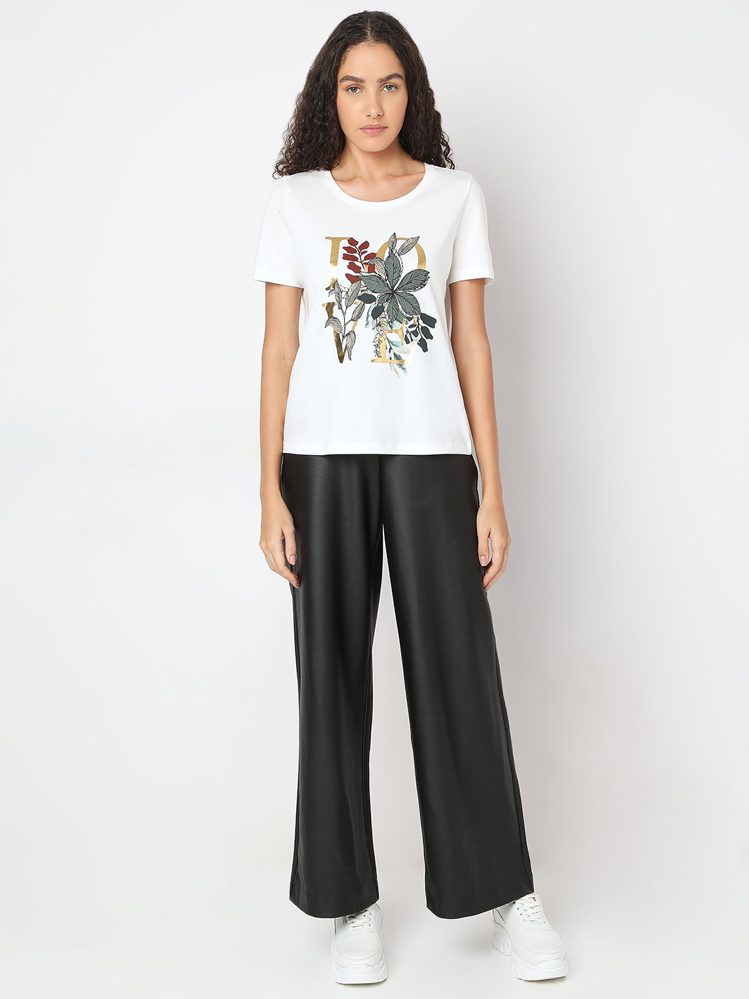 Women's White Printed Tshirt