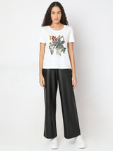 Women's White Printed Tshirt