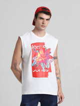 Men's White Casual Regular Fit Vest Sleevesless Tshirt