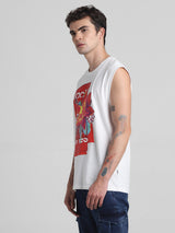 Men's White Casual Regular Fit Vest Sleevesless Tshirt