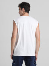 Men's White Casual Regular Fit Vest Sleevesless Tshirt