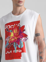Men's White Casual Regular Fit Vest Sleevesless Tshirt