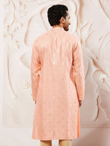 Men's Pink Festive Ethnic Full Sleeves Kurta