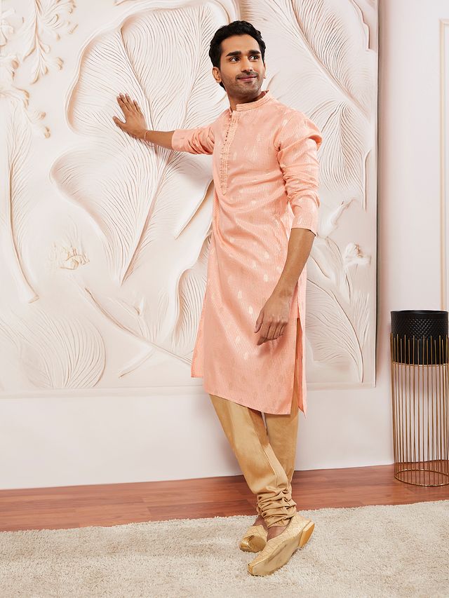 Men's Pink Festive Ethnic Full Sleeves Kurta