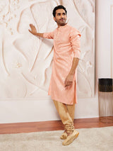 Men's Pink Festive Ethnic Full Sleeves Kurta