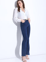 Women's Blue High Rise Flared Jeans