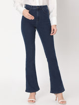Women's Blue High Rise Flared Jeans