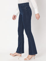 Women's Blue High Rise Flared Jeans