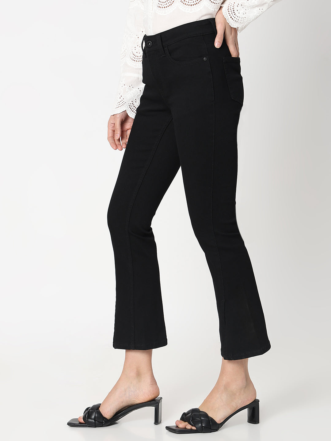 Women's Black High Rise Flared Jeans