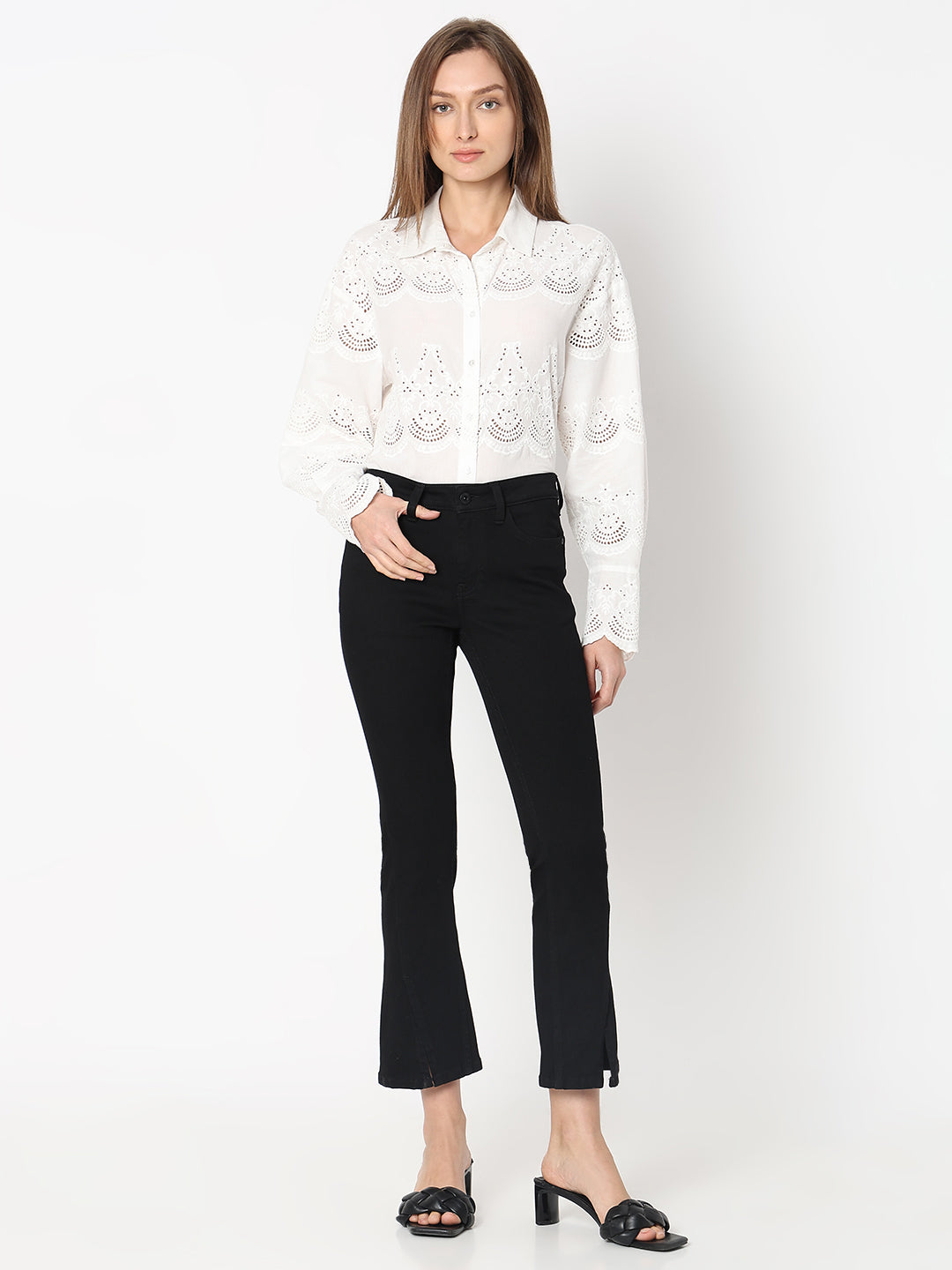 Women's Black High Rise Flared Jeans