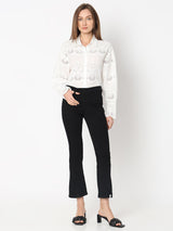 Women's Black High Rise Flared Jeans