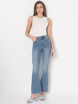 Women's Blue High Rise Flared Jeans