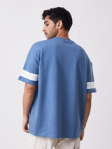 Men's Blue Round Neck Oversized Tshirt