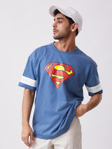 Men's Blue Round Neck Oversized Tshirt