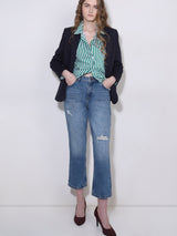 Women's Blue High Rise Distressed Jeans