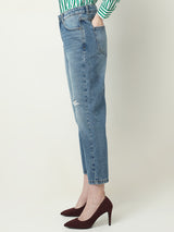 Women's Blue High Rise Distressed Jeans