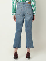 Women's Blue High Rise Distressed Jeans