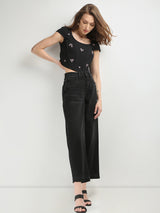 Women's Black High Rise Wide Leg Jeans