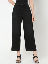 Women's Black High Rise Wide Leg Jeans