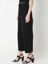 Women's Black High Rise Wide Leg Jeans