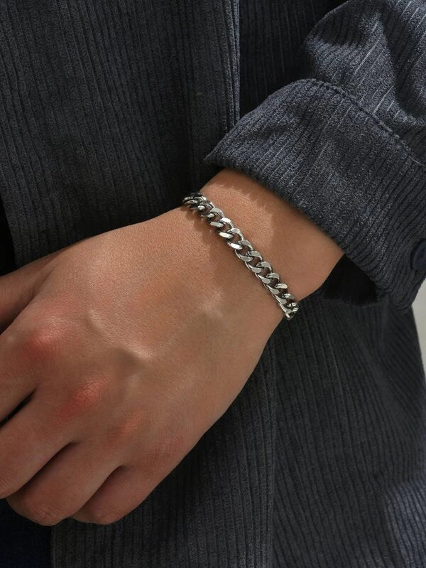 Men's Silver Classic Cuban Silver Bracelet