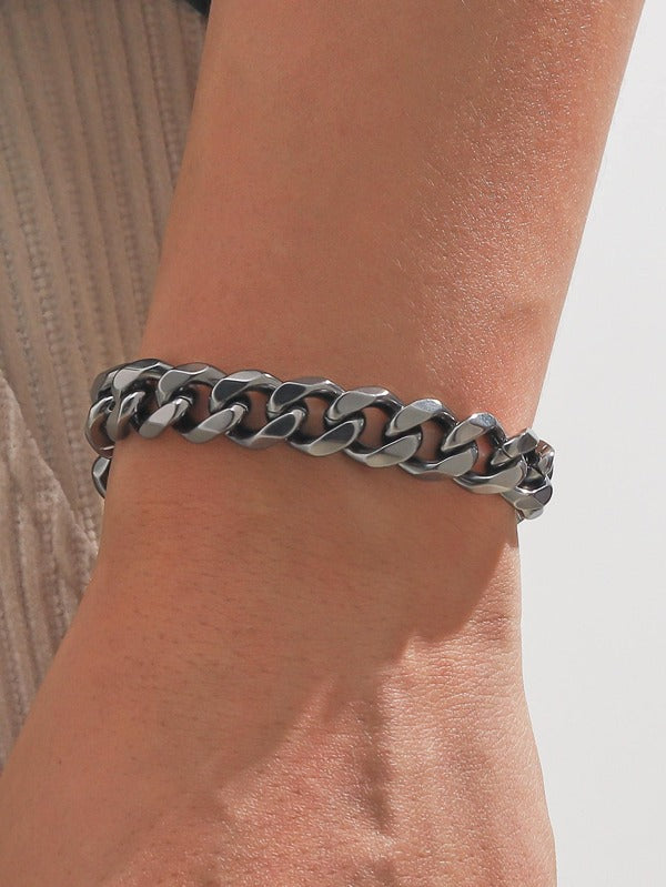 Men's Hades Classic Silver Thick Bracelet