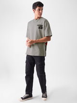 Men's Grey Casual Graphic Half Sleeves Tshirt