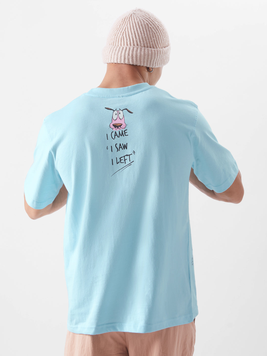 Men's Blue Casual Printed Regular Fit Half Sleeves Tshirt