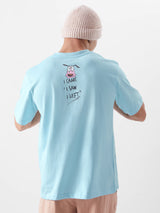 Men's Blue Casual Printed Regular Fit Half Sleeves Tshirt
