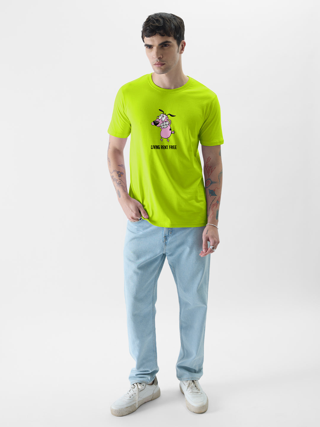 Men's Green Casual Printed Regular Fit Half Sleeves Tshirt