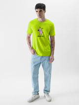 Men's Green Casual Printed Regular Fit Half Sleeves Tshirt