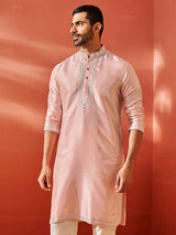 Men's Peach Festive Ethnic Full Sleeves Kurta