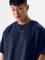 Men's Blue Casual Solid Oversized Fit Half Sleeves Tshirt