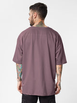 Men's Purple Casual Solid Oversized Fit Half Sleeves Tshirt